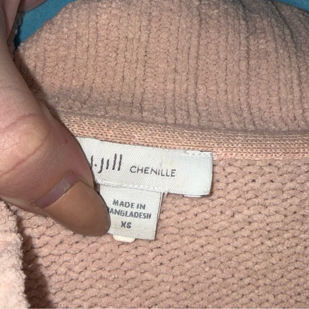 J. Jill Chenille Mock Neck Tunic Sweater w/ Pockets Dusty Pink XS EUC - Picture 3 of 3